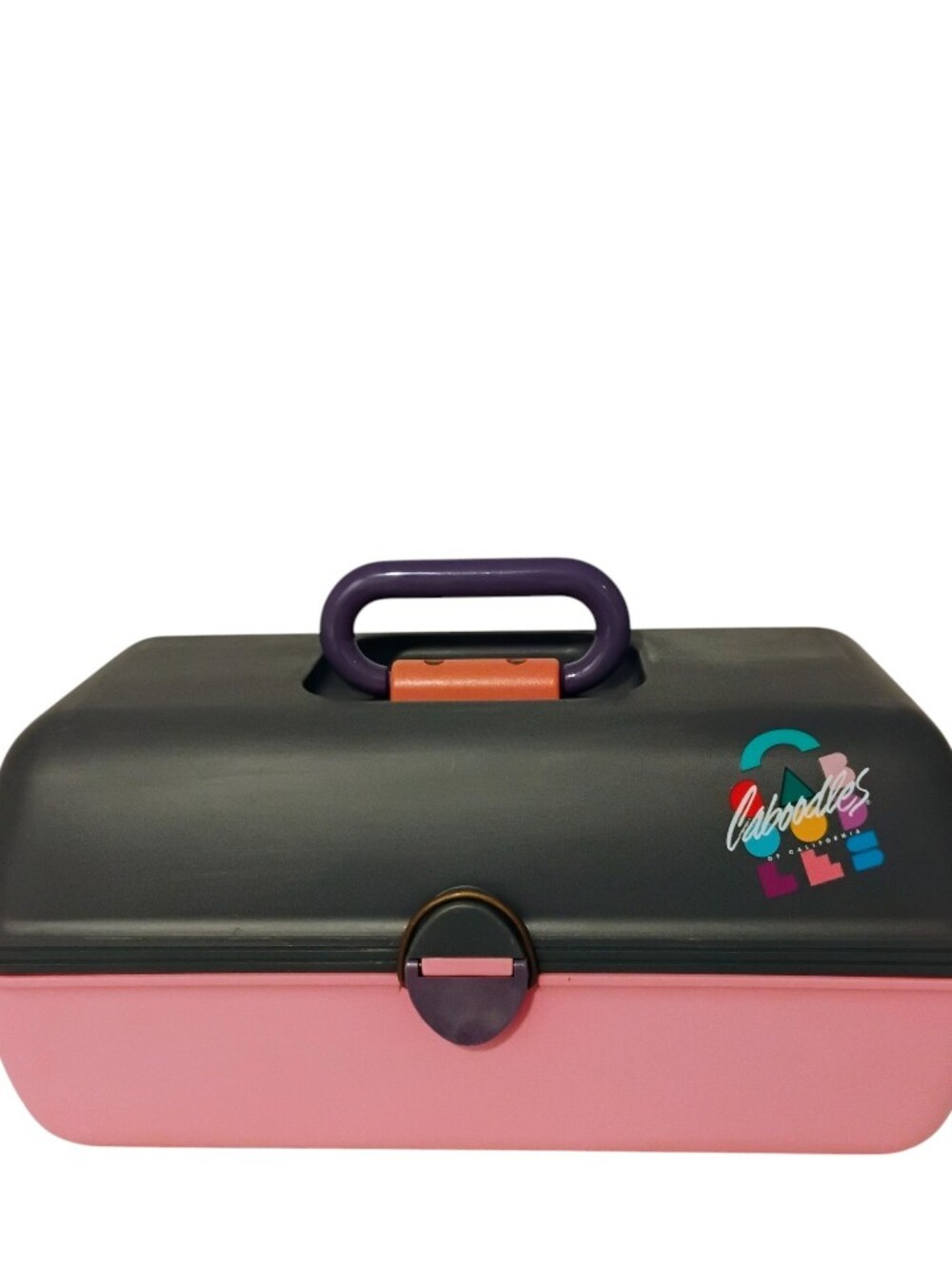 Vintage Caboodles 1980s Model 2630 Pink Purple Gray Grey 3 Tier Makeup Case USA